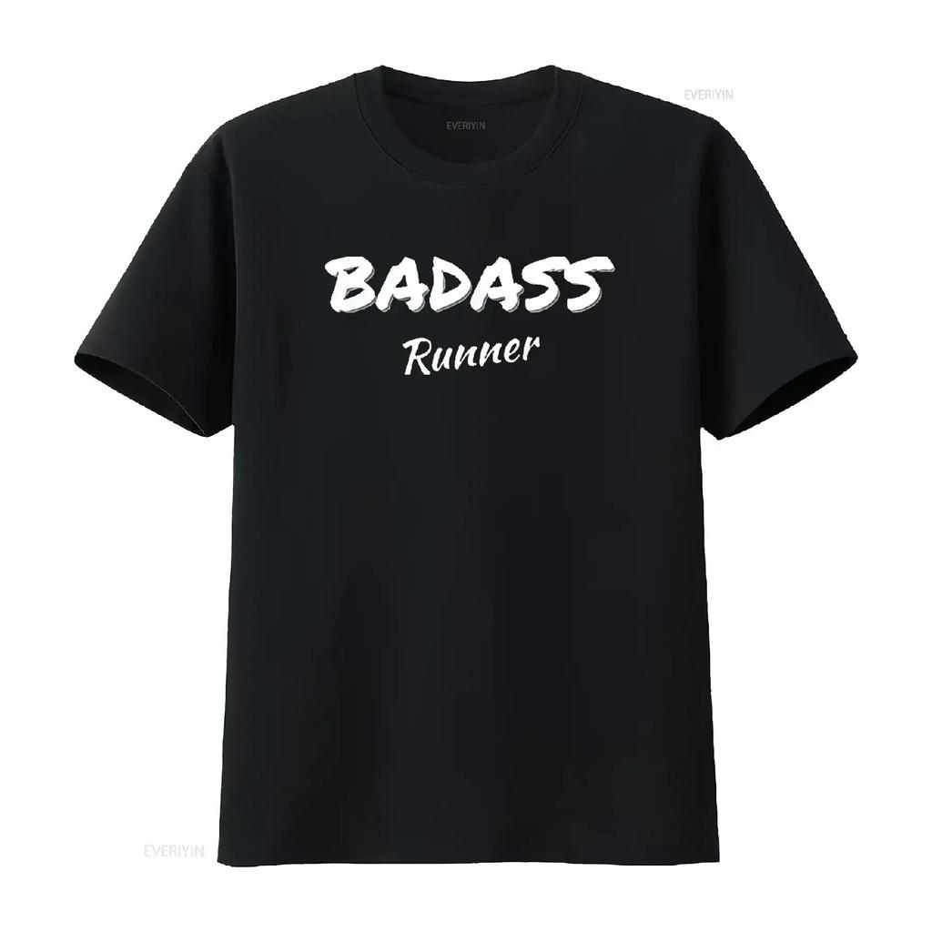 Mens Running Apparel Badass Runner T Shirt Black X Large vintage Washed Unisex designer clothes homme Comfortable Slightly