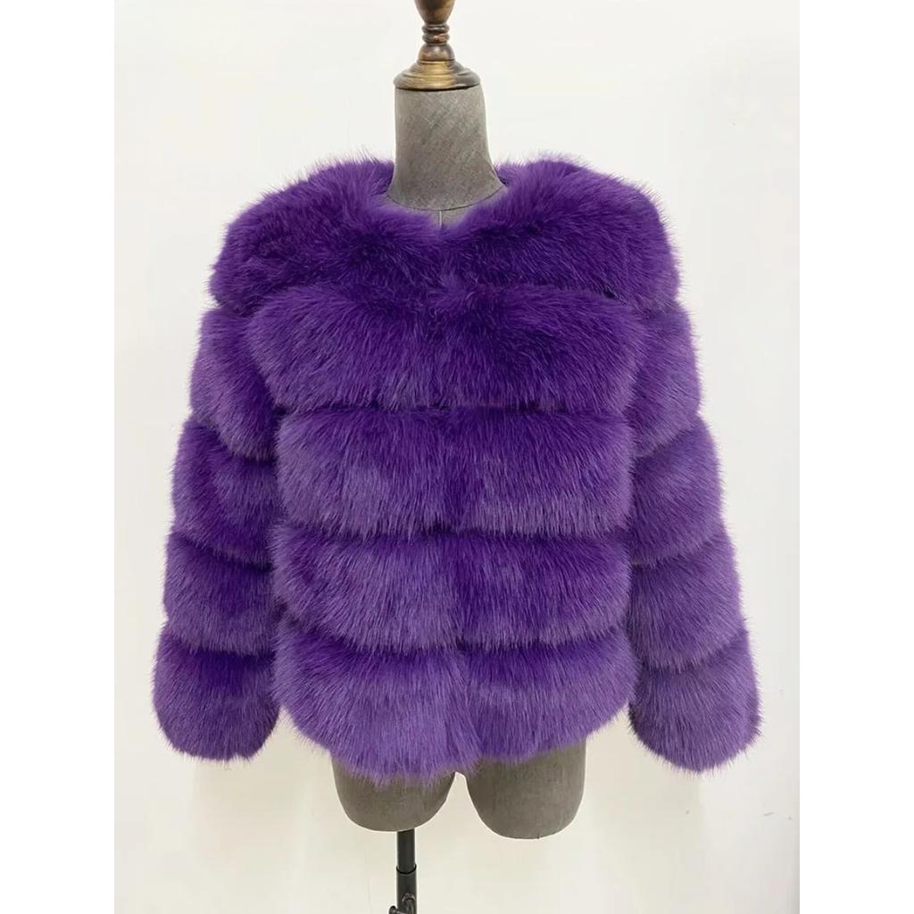 VAYLA Mink Coat Winter Black White Faux Fur Coat Woman Elegant Fluffy Faux Fur Jacket Top Short Fur Coats Woman Clothing