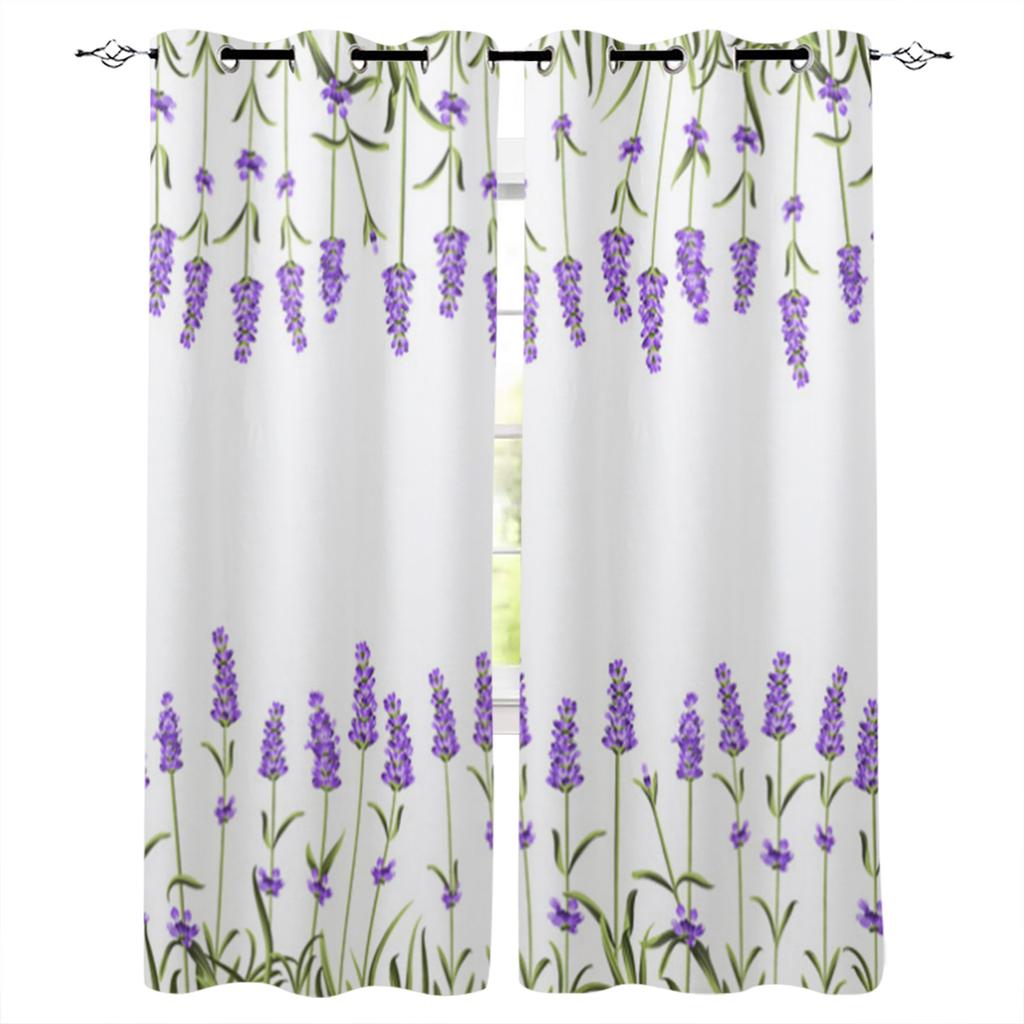 Bedroom Kitchen Curtains Lavender Plant Flowers Curtain Living Room Decoration Items Window Curtains for Living Room