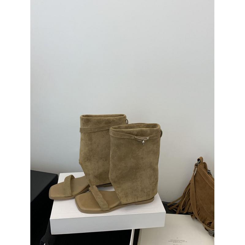 2025 Spring and Summer New Fashionable Versatile Retro Leather Heightening Inner Heightening Toe Trousers Boots Cool Boots Women