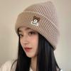 Elegant Little Bear Hat For Women Girls Thickening Casual Pullover Hat Embroidered Bear Coldproof Ear Protection Hat Gifts