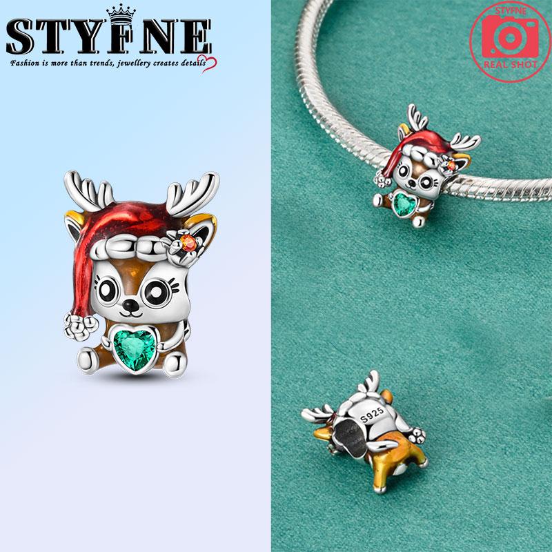 Copper Snowflake Christmas Tree Sred Gift Green Elk Charms Beads Brand Bracelet Exquisite Diy Jewelry Making Women'S Gift