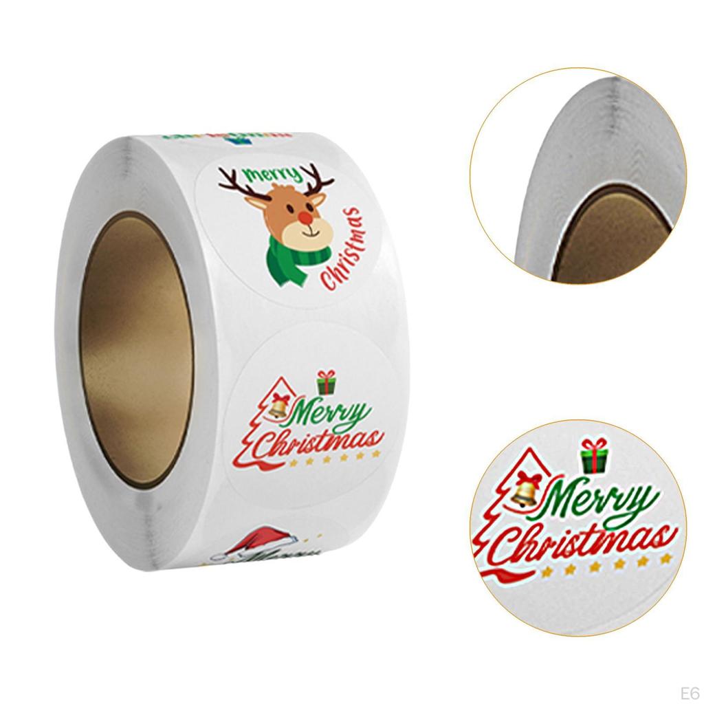 500Pcs Christmas Stickers Roll Envelope Seals Round Decorative Labels Gift Sealing for
