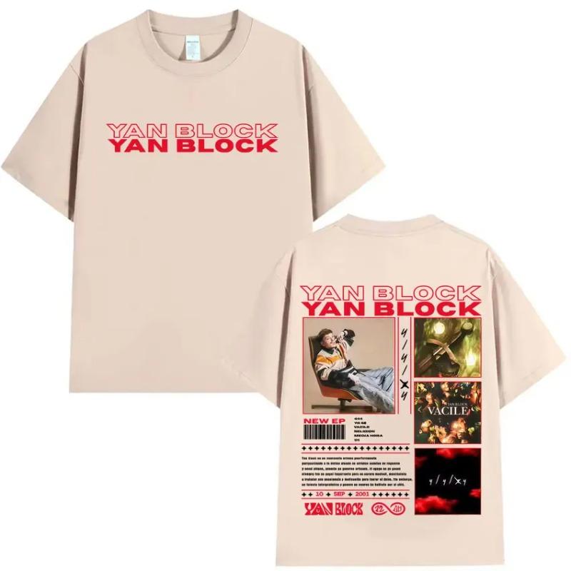 Yan Block Album Punk Harajuku T Shirt Men's Casual High Quality T-shirts Cotton Short Sleeve Oversized Tee Shirts Fans Gift