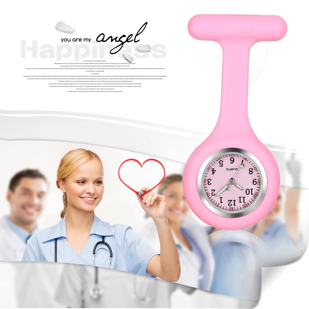Nurse Watch with Second Hand, Reverse-Flip Silicone Analog Watch with Safety Pin, Cute, Perfect for Caregivers and Nursery Teachers