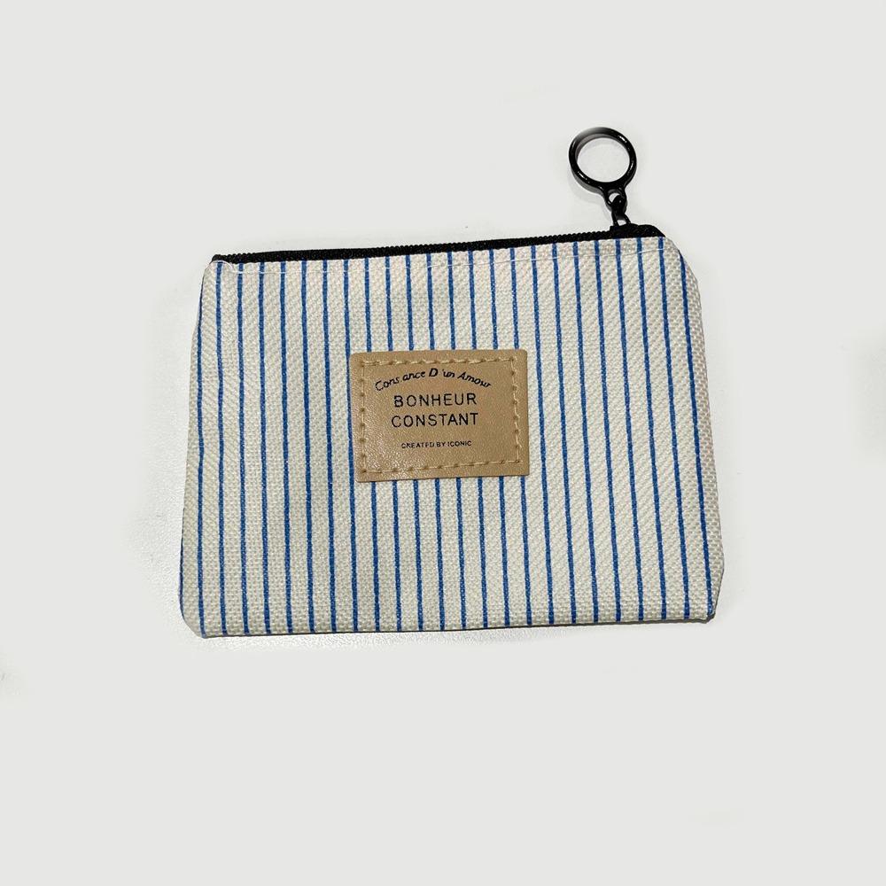 Zipper Stripe Print Coin Purse Square Canvas Letter Wallet Case Cute   Kid
