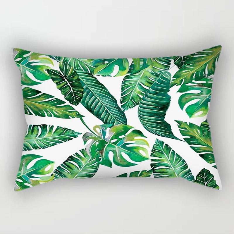 Tropical Plant Pattern Rectangular Polyester Pillowcase, Sofa Living Room Decorative Cushion Cover, Bedroom Bedside Pillow Cover