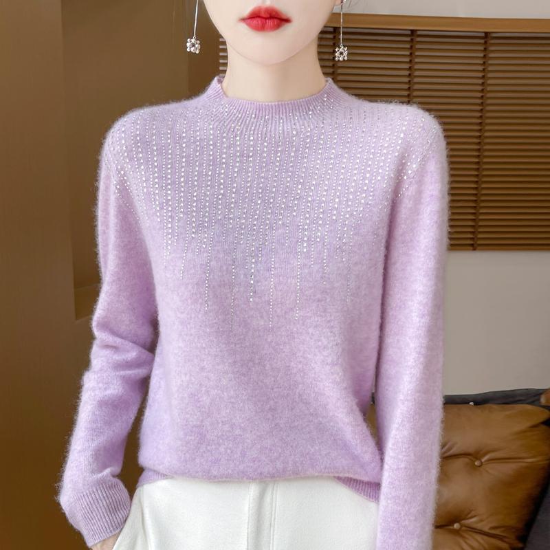 Women's Cashmere Sweater Qinghe Cashmere 30% Cashmere 70% Wool Autumn and Winter Pullover Warm and Fashionable