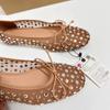 Luxury Crystal Women Ballet Flats Shiny Mesh Light Breathable Comfortable Walking Outside   Autumn Shoes for Ladies