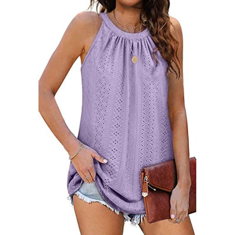 Damen-T-Shirt-Kleid mit Schlitzen, offenem Rundhalsausschnitt, ärmellose Weste