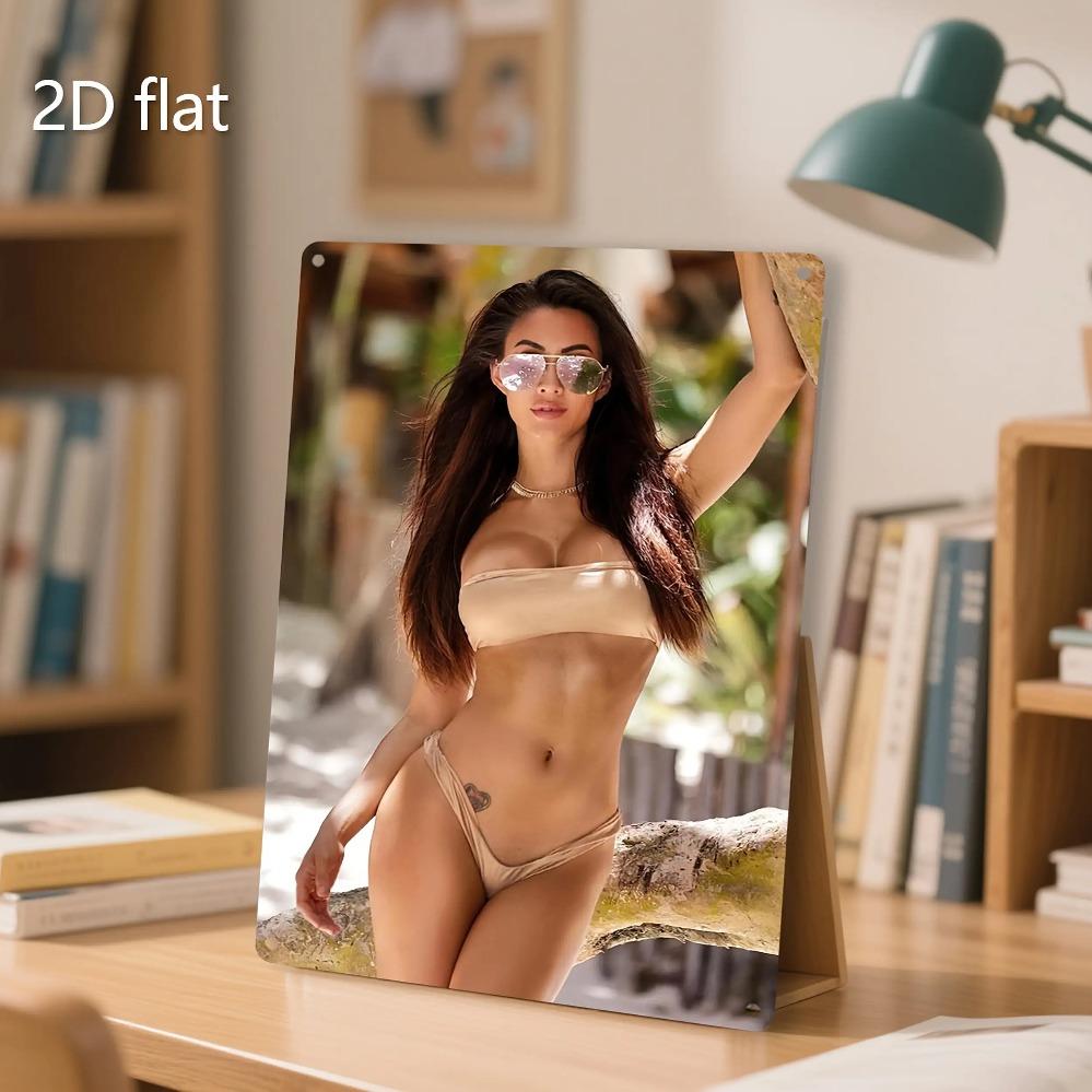 Vintage Bikini Strand Metall Wanddeko 2D Blechschild - Wetterfest Vorgelocht 20x30cm Innen Außen Pool Küsten Geschenk