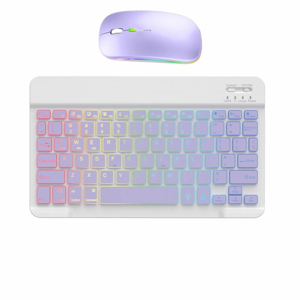 Russian Wireless RGB Backlit Bluetooth Keyboard & Mouse Set for iPad, Phone, Tablet