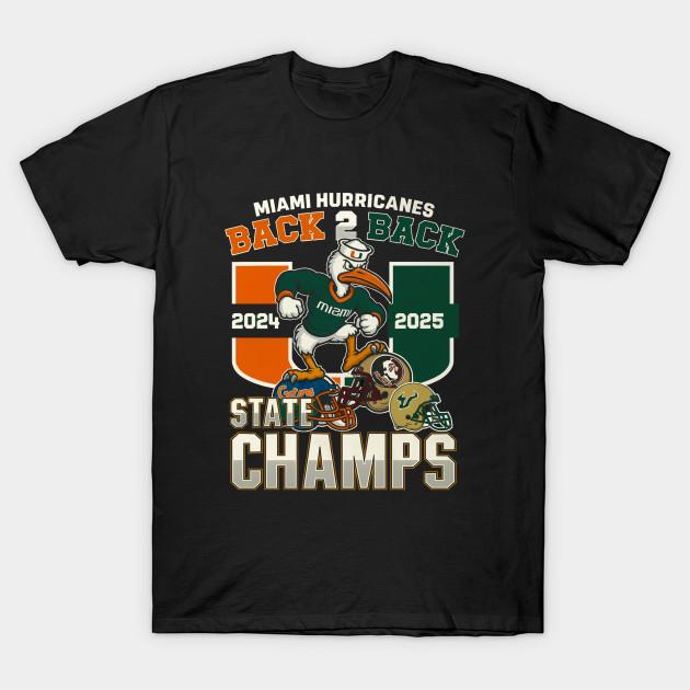 

Men Black Print T-shirt Miami Hurricanes Back To Back Champions 2025 No-Cut Transfer Paper Print Cotton Tshirt 4XL чорний