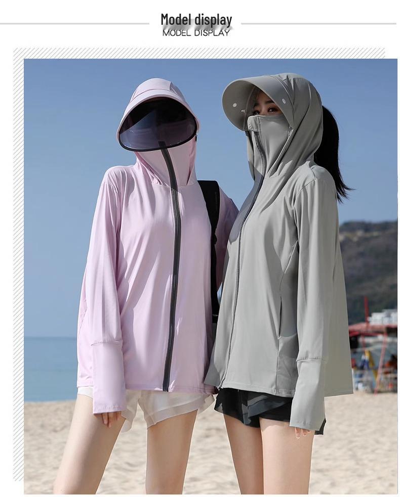 Women's UPF 50+ Detachable Large Brim Sun Protection Jacket - Ice Silk, Breathable, Spring/Summer Sunscreen Clothing