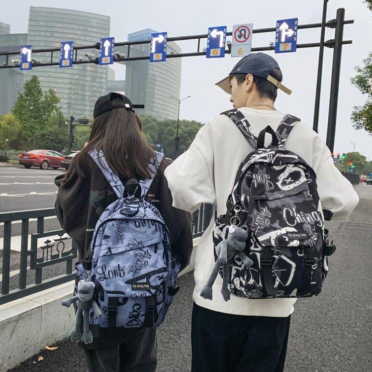 Backpack Men's High-Capacity Graffiti Backpack Casual Student Schoolbag ARI