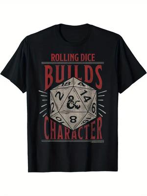 Dungeons and Dragons Rolling Dice Builds Character Short Sleeve T-Shirt | PLUS SI