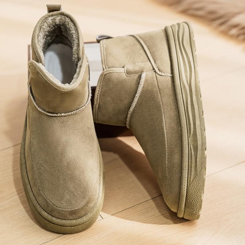 Men Fur Integrated Snow Boots Fleece Lined Cold Proof Warm Chunky Cotton Shoes