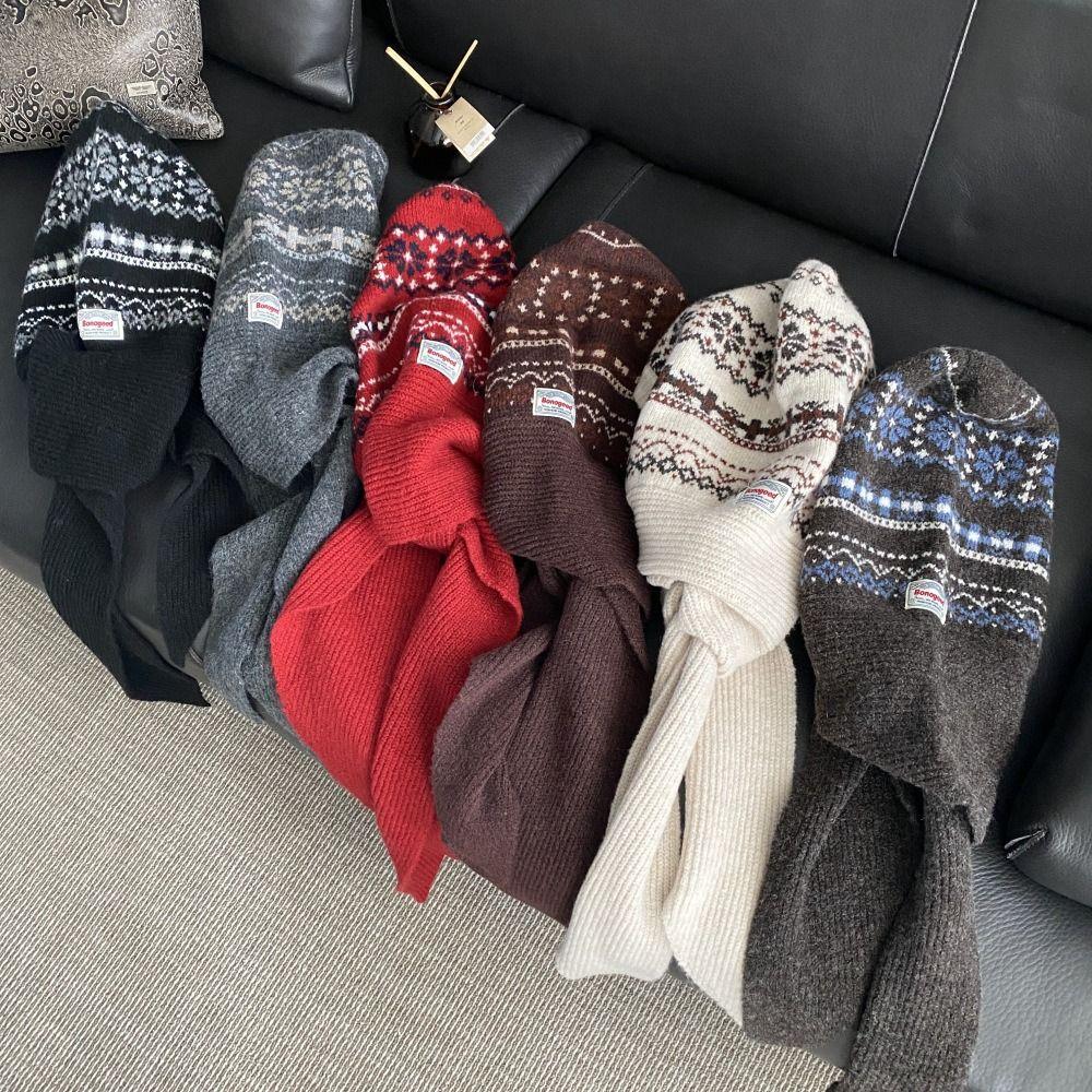 Fair Isle Style Jacquard Balaclava Hat Scarf Cap Winter Cap Ear Protection Hat  Winter/Autumn