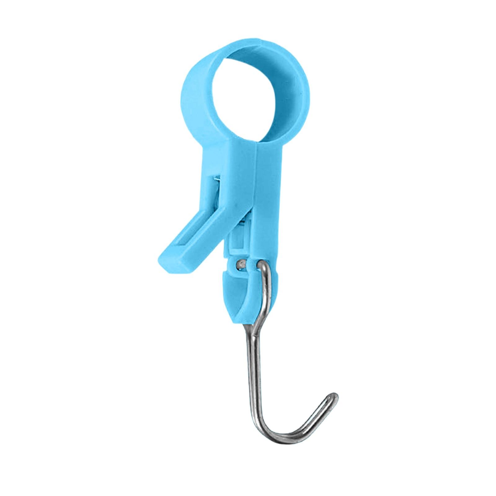 

4 шт. Крючок для труб для ванной, вешалка для полотенец, кухонный зажим, подвижная втулка, проходящая через трубу, фиксированный зажим для штанги, вращающийся S-образный крючок L синий