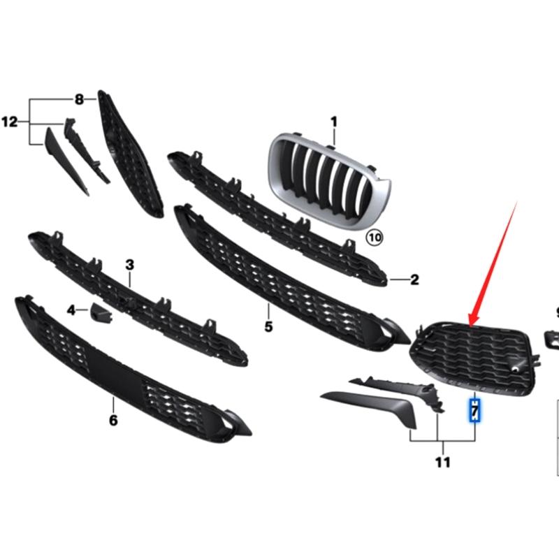 Left/Right Side Front Bumper Windscreen Fog Lamp Grille for F25 F26 Replace 51118056941 51118056942 Fog Lamp Frame