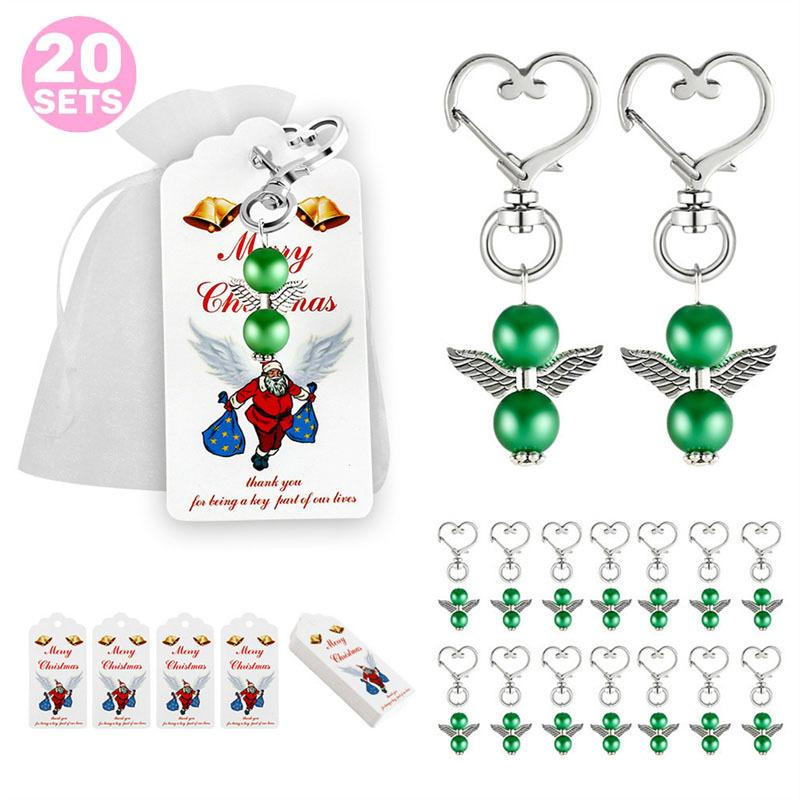 Set da 20 Portachiavi Angelo Custode con biglietto e sacchetto