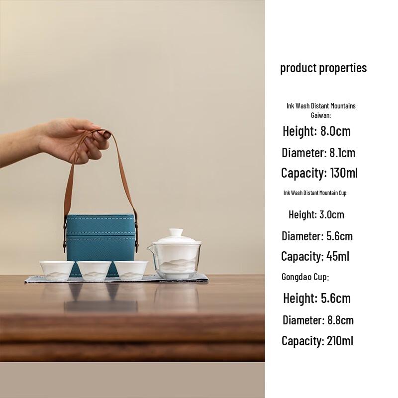 Ink Wash Mountain Portable Ceramic Kung Fu Tea Set
