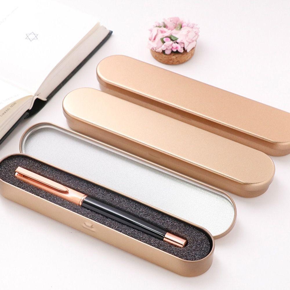Rectangular Pen Box with Sponge Lining Pencil Case Portable Tin Box  Home Storage