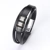 Trendy Multi-Layer Woven Leather Rope Bracelet with Stainless Steel