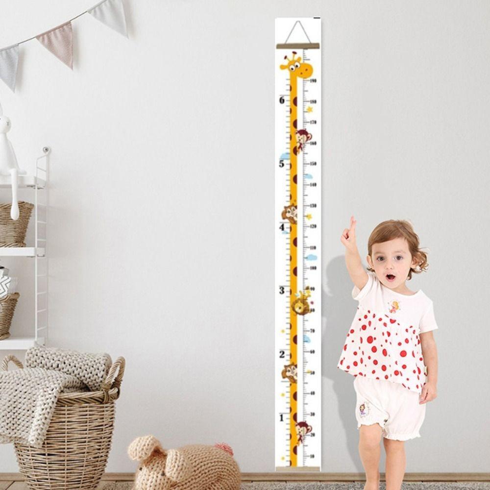 2M Height Unisex Growth Chart Wall Hanging Removable Height Chart Growth Ruler Catoon Pattern Height Measure Ruler
