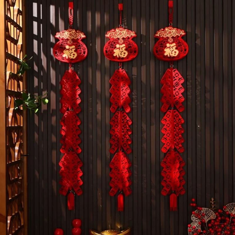 2026 Year Of The Horse Decor Spring Observance Firecracker  Chinese Brand-New Year Lucky Character Pendant  Store  Gift