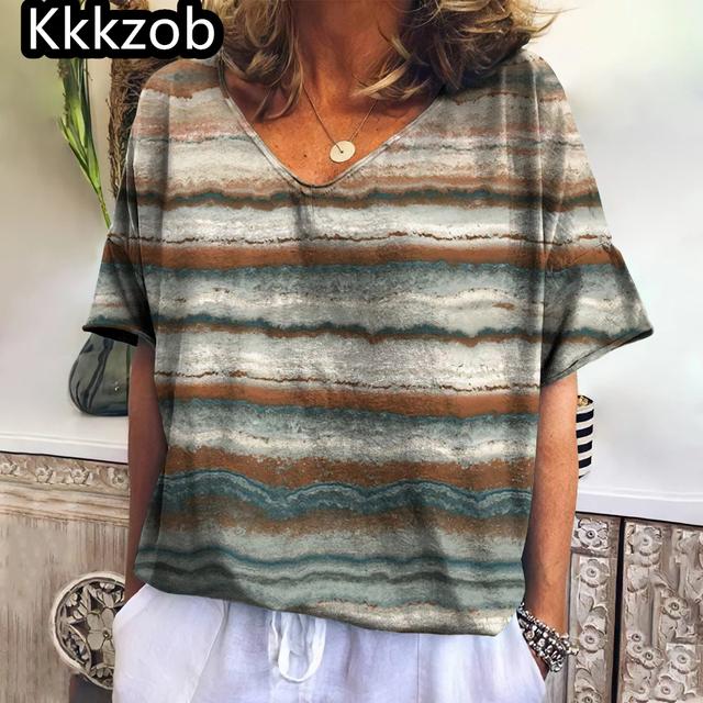 Damska koszulka z krótkim rękawem i dekoltem w serek, mały motyl, nadruk 3D, topy damskie, luźna, oversize'owa koszulka Street Beat