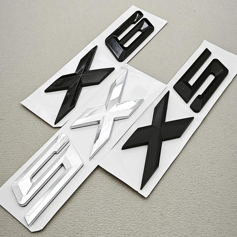 Autocollants Lettres de Voiture Chrome Noir ABS 3D Emblème Logo X5 X6 Badges de Coffre Arrière Pour BMW X5 X6 F15 G05 F16 G06 Autocollant Accessoires Auto yo2