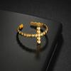 Minimalist Style Cuff Ring Gold Color Trendy Cross  Match Daily Outfits Party Accessory Adjustable