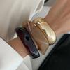 Ingemark 3 Styles Boho Resin Acrylic Thick Bangles for Women New Trendy Goth Geometric Wide Arm Bracelets Daily Jewelry Gift