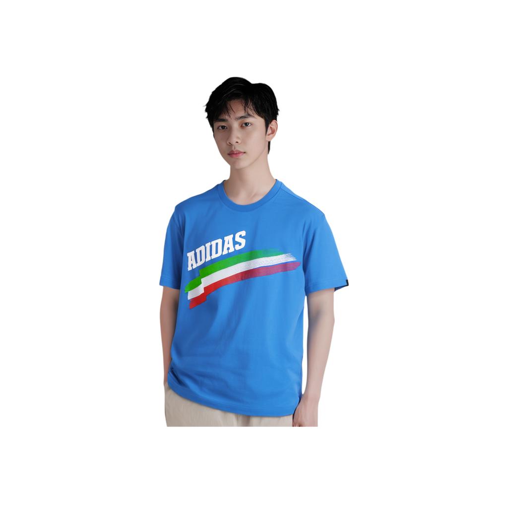 Adidas Country Sports Training Series Round Neck Pullover Breathable Short Sleeve T-Shirt Men Tops Blue D89128