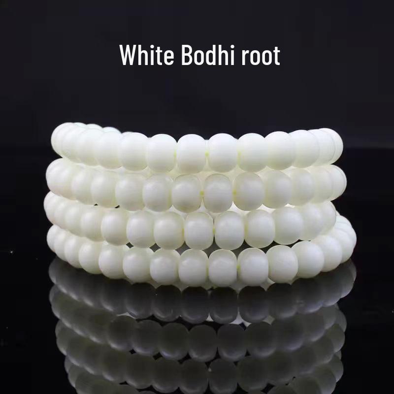 White Jade Bodhi 114-Bead Bracelet: Smooth, High-Density Apple Barrel Beads