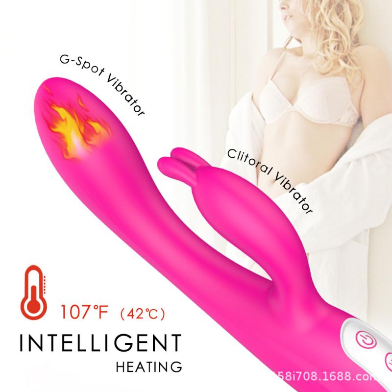 G Spot Couple Vibrator with Heating Function Clitoris G-spot Stimulation Waterproof Dildo with Vibrations Dual Motor Stimulator for Women Couple Fun