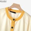 ZANZEA Womens Round Neck Long Sleeve Casual Stripe Blouse