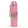 1PC Big Sis Flower Art 750ml Color Plastic Sports Water Bottle Leakproof Flip Straw Lid Suitable for Sports Office Home Use