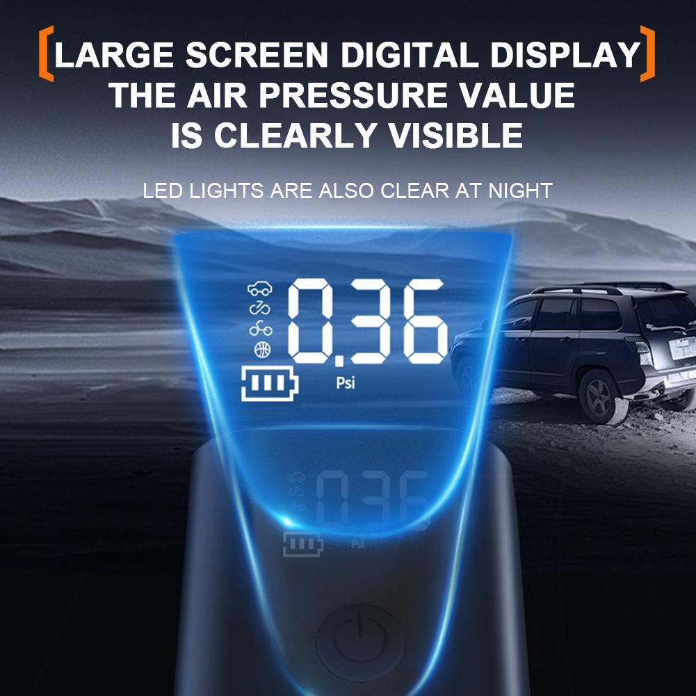 Portable Car Plug-in 12V 30L/min Electric Air Compressor Inflation Pump LCD Display Air Pump Tire Pressure Inflation for Car