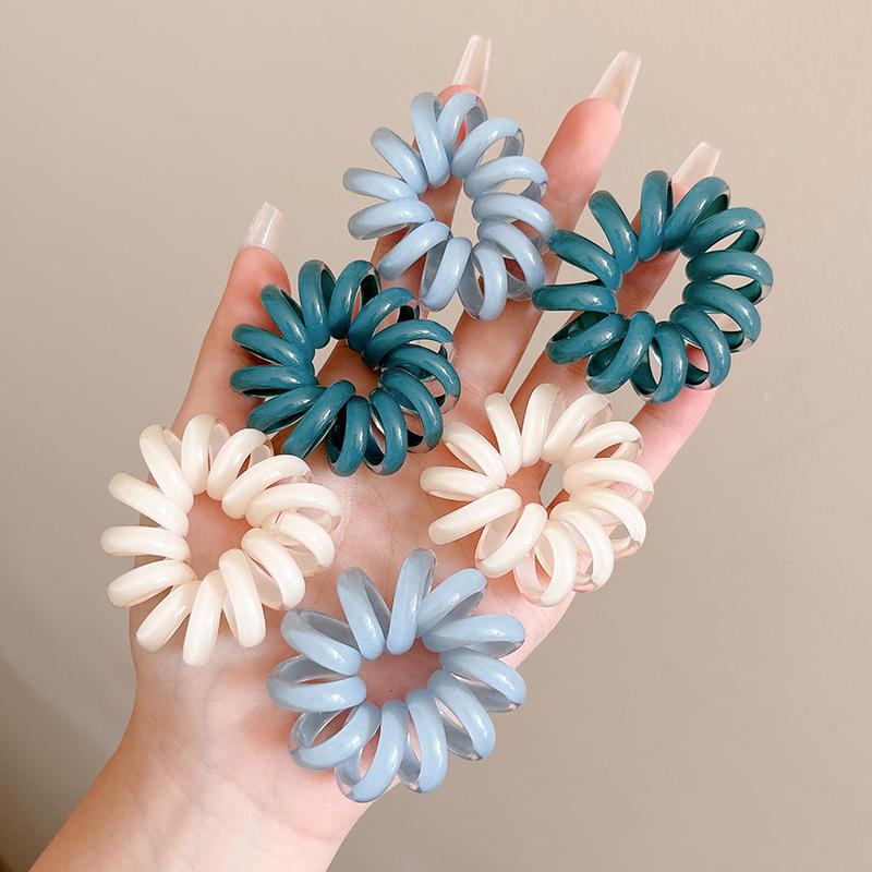 AWAYTR 6PCs Mixed Colors Headbands High ElasticTel Rope Ponytail For Women Hair Ties Holders Rubber Band Korean Headdress