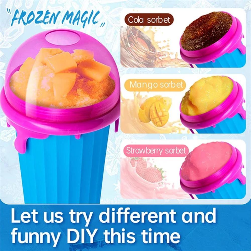 Ice Cream Shape Slushy Cup with Straw Spoon Smoothies Making Cup Homemade Squeeze Cup  Kids