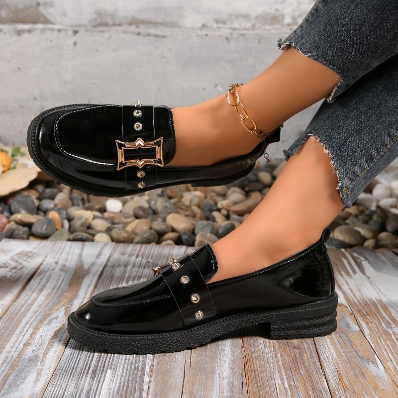 Modne buty na platformie, jesienne nowości, okrągły nosek, głęboki dekolt, cyrkonie, metalowy guzik, miękka podeszwa, antypoślizgowe, buty na obcasie typu klocek