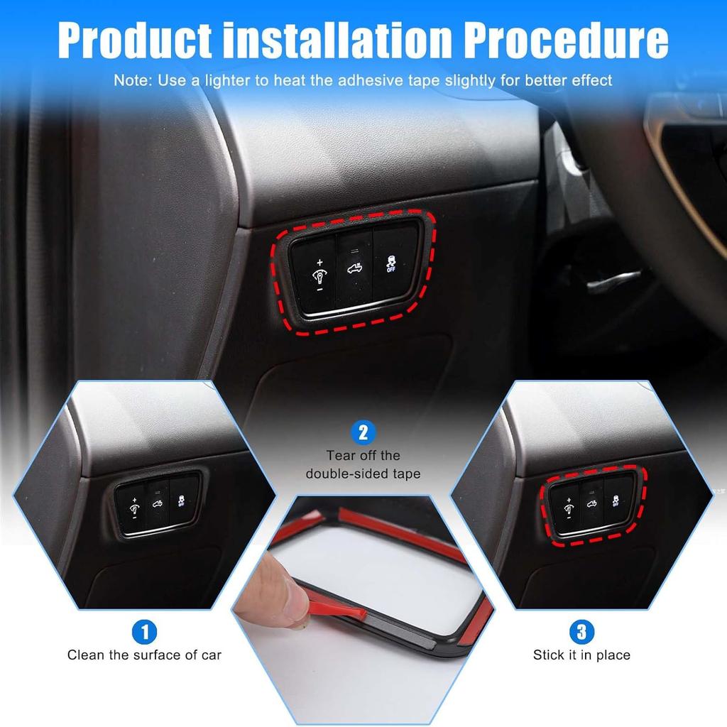 Headlight Switch Panel Cover Trim Compatible with H-yundai Tucson/Santa Cruz 2022-2024, ABS Car Headlight Switch Button Frame Cover Decor Accessories