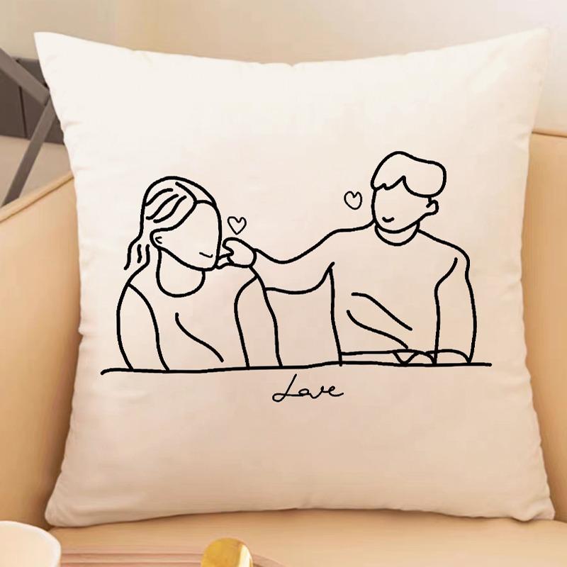 Simple Lines Rabbit Pillowcase Dormitory Decoration Office Living Room Sofa Home Pillowcase