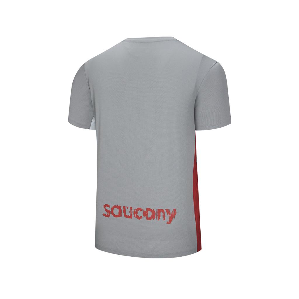 SAUCONY Running Training Series Soul Runner Fashion Versatile Round Neck Short Sleeve T-Shirt Unisex Tops Cloud-Gray SA2250ST62T-GR115