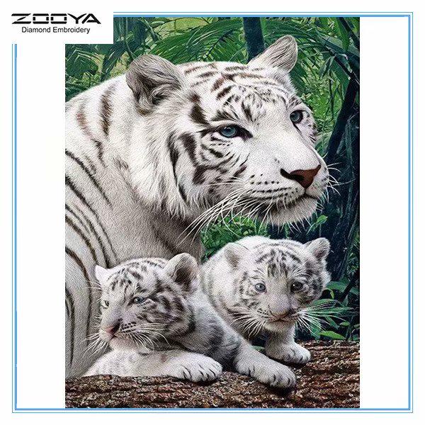 

ZOOYA DIY Алмазная картина Вышивка Полный дрель Алмазная мозаика Животное Тигр Вышивка крестиком Домашний декор