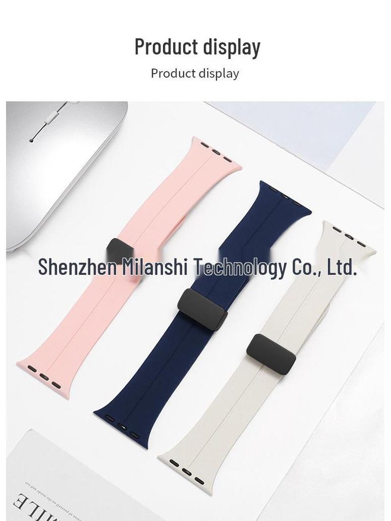 Magnetic Silicone Folding Buckle Band for Apple Watch & iWatch 6/7/8/9/10/SE/Ultra 2