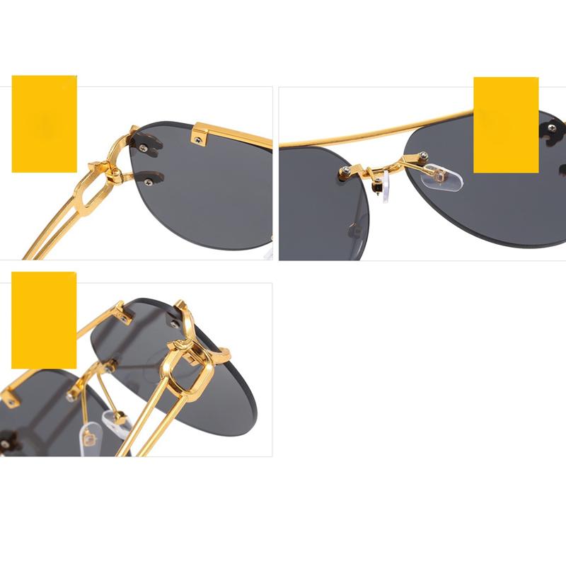 Non-polarized Rimless Punk Cheetah Decoration Sunglasses for Men Square Frameless Gradient Black Classic Rectangle Sun Glasses