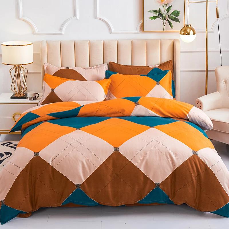 3Pc 100% Polyester Duvet Cover Pillow Case set,No filler,Classic Patterns Printed Skin Friendly Breathable Comfortable Bedding